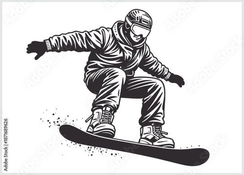 Man snowboarding down a slope in winter sports action