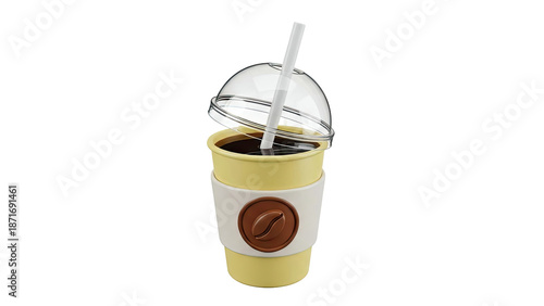 Iced Coffee Cup with Dome Lid and Straw