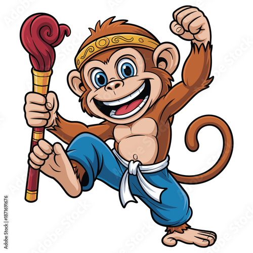 Funny smiling cartoon boy character illustration