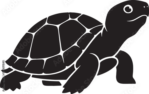 30 Black Solid Silhouettes: Crawling Baby Turtle