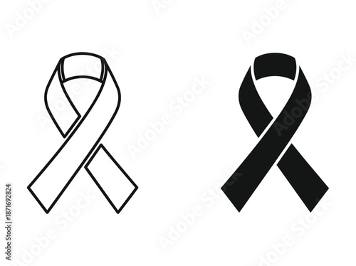 Black and white ribbon symbolizing awareness and mourning
