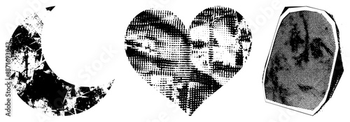 Abstract Halftone Shapes in Black and White Vector Art