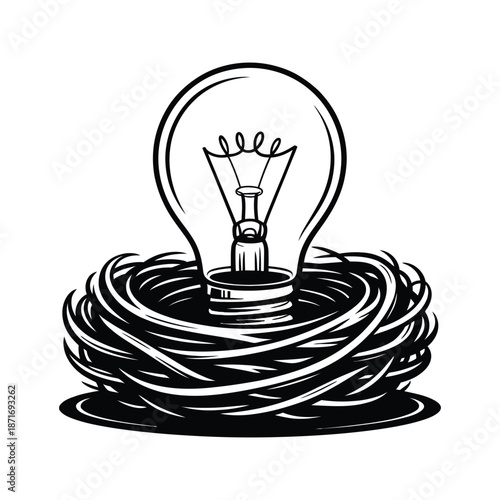 Light bulb in nest icon isolated on white background innovation and inspiration concept vector graphic design representing creative idea and thought