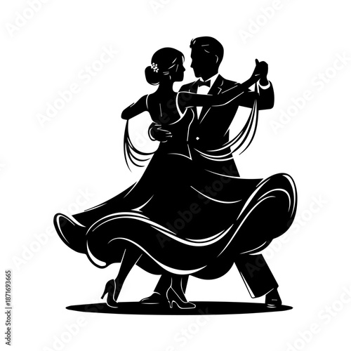 Couple Dancing Elegantly in a Classic Ballroom Dance Posture