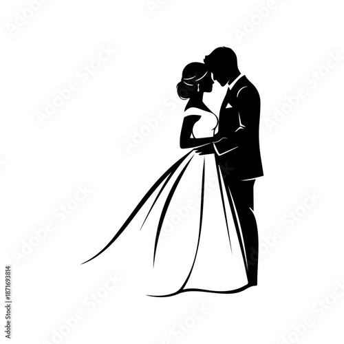 Romantic couple embracing in a tender moment, illustrating love and affection between two people in a simple yet elegant illustration.