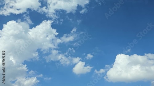 Timelapse, beautiful Blue Sky with white fluffy clouds, for a background	
