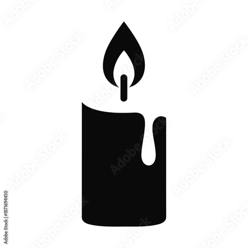 Wax candle flame vector silhouette represents warmth and remembrance ideal for decoration or peaceful graphic designs for websites