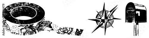 Vintage Tape Roll with Ribbon and Compass Rose