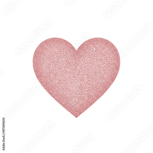 Vibrant pink heart symbol with sparkling texture on white