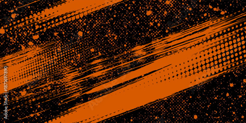 orange black brush Car sticker wrap pattern banner abstract
