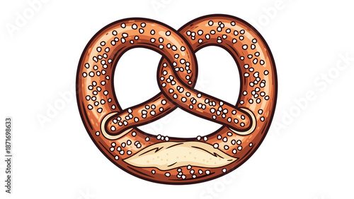Cartoon Pretzel, Salty Delight, Bavarian Snack, Hand-Drawn Illustration, Yummy Food Icon, Oktoberfest Celebration, Isolated on transparent background.