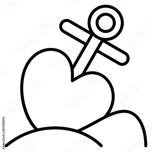 Anchor Heart icon with outline style and pixel perfect base. Suitable for website design, logo, app and UI. Based on the size of the icon in general, so it can be reduced.