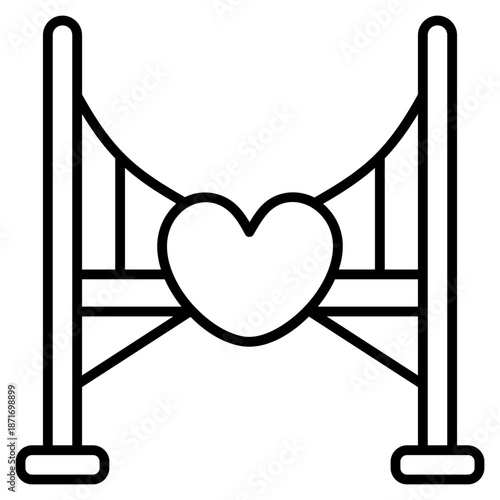 Bridge Heart icon with outline style and pixel perfect base. Suitable for website design, logo, app and UI. Based on the size of the icon in general, so it can be reduced.