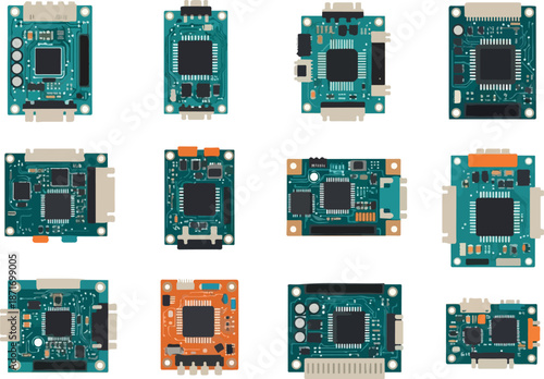 Circuit Boards Collection Detailed Graphics Card Set for Tech Projects