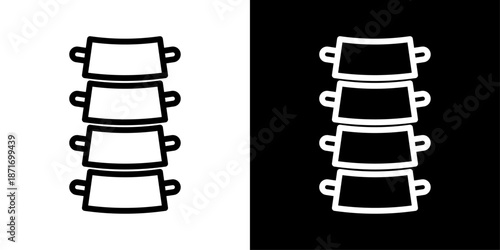Spine icon representing spinal health, backbone anatomy, posture care, orthopedic treatment, medical diagnosis, and healthcare services.