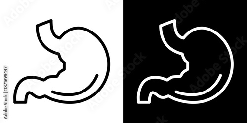 Stomach icon representing digestive system health, gastrointestinal care, medical diagnosis, digestion, and healthcare treatment.