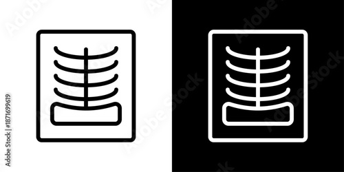 X ray icon representing medical imaging, radiology diagnostics, bone examination, internal scans, and healthcare analysis.
