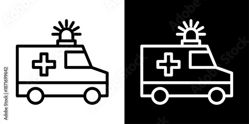 Ambulance icon representing emergency medical transport, urgent care services, rapid response, and lifesaving healthcare support.