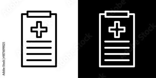 Health report icon representing medical records, patient health analysis, clinical reports, diagnostics, and healthcare documentation.