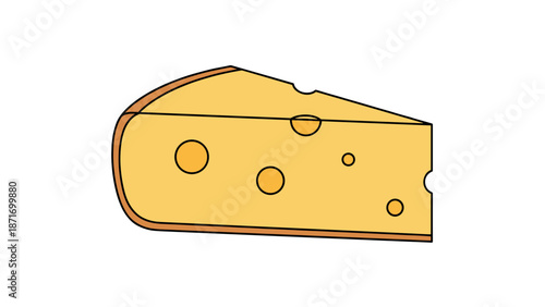 Cartoon Cheese Slice Vector Icon: Appetizing Graphic of Swiss Cheese with Holes, Isolated on transparent background, Perfect for Food Illustrations and Dairy Product Designs
