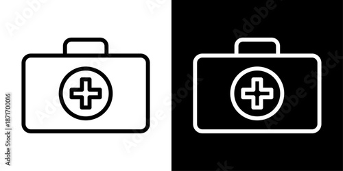 Medical bag icon representing emergency healthcare, doctor equipment, medical supplies, first aid services, and patient care.