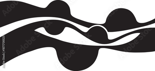 Abstract black and white fluid shapes design element