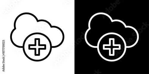 Medical cloud icon representing cloud-based healthcare systems, digital medical records, secure data storage, and telemedicine.