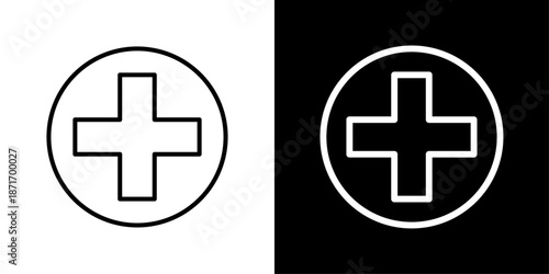 Medical cross icon representing healthcare services, emergency treatment, medical assistance, hospital care, and first aid.
