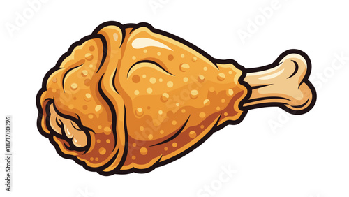 Crispy Fried Chicken Leg Vector, Delicious Fast Food Graphic Icon for Restaurant Menu & Takeout Promo, Foodie Clip Art, Isolated on transparent background.