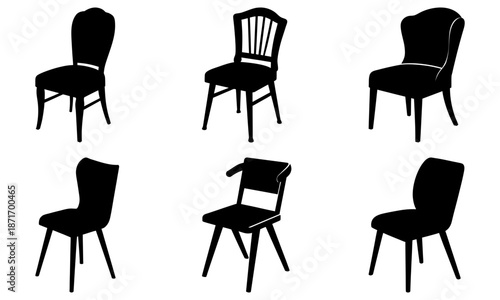 Five different chair silhouettes on a white background chairs furniture