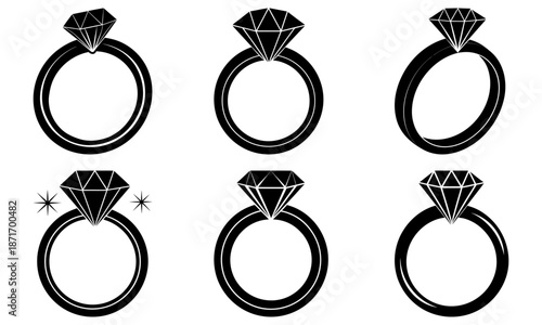 Five Diamond Engagement Rings with Transparent Background jewelry gemstone