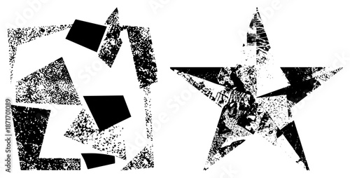 Grungy Recycle Symbol and Star with Distressed Textures