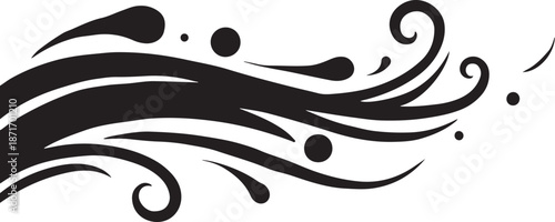 Elegant black swirling abstract design elements on white