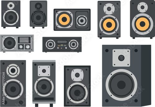 Audio Speaker Set Collection of Sound Systems for Music and Media Enjoyment