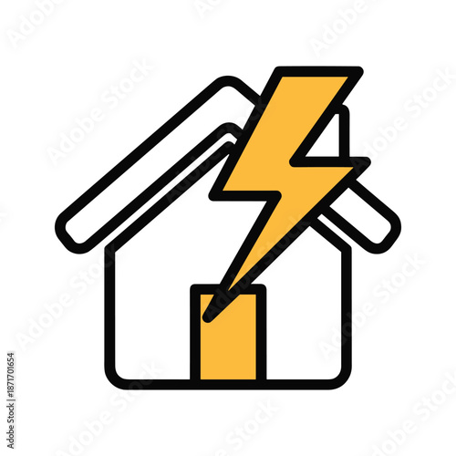 House with lightning strike on electrical outlet