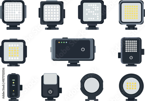 Diverse LED Lighting Icons for Photography and Videography
