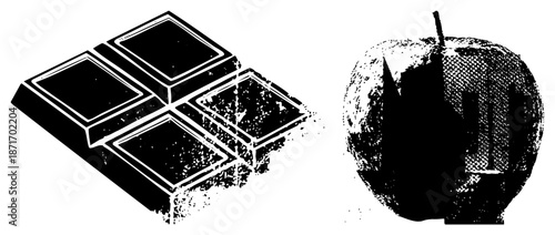 Isometric Chocolate Bar and Halftone Vector Illustration