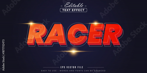 Red racer text, editable text effect.