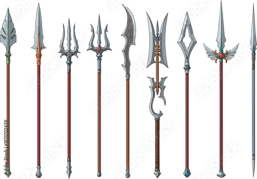 Collection of Intricate Spear and Polearm Weaponry Designs