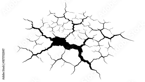Abstract Cracked Earth Texture with Jagged Lines on White Background