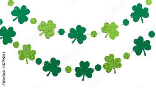 Festive St. Patrick's Day Garland with Green Shamrocks and Polka Dot Beads