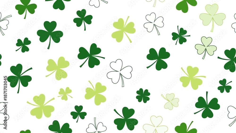 Fototapeta premium Lucky Green Clover Pattern Seamless Background for St. Patrick's Day Celebration