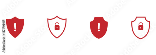 Shield security icon set, protection symbols, security icon with check mark and lock sign