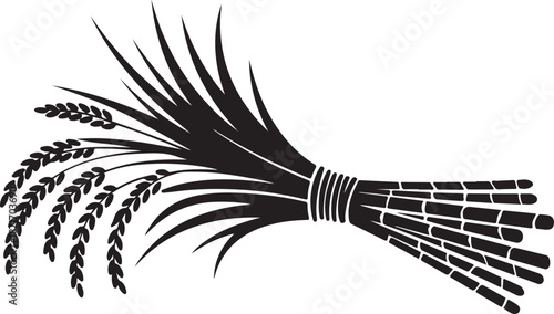 Harvest wheat ears and straw bound together in sheaf agriculture farming concept black icon