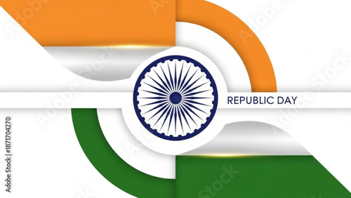 Indian republic day celebration background with tricolor flag and ashoka chakra symbol on white background with National Flag and Patriotic and Patriotism