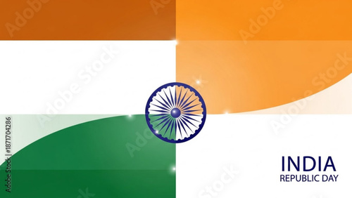 Indian republic day background with flag colors and ashoka chakra in patriotic design with Indian flag and national and celebration and holiday