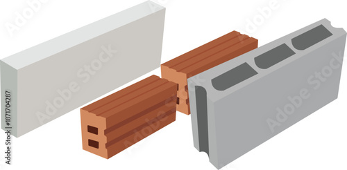A detailed brick illustration representing a strong and durable construction material commonly used in architecture and building design.
