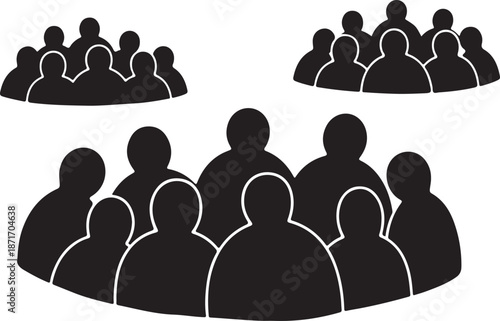 Groups of people in a meeting or discussion