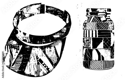 Abstract Geometric Vessels with Textured Halftone