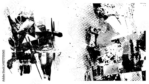 Abstract Geometric Halftone Composition with Triangular Forms